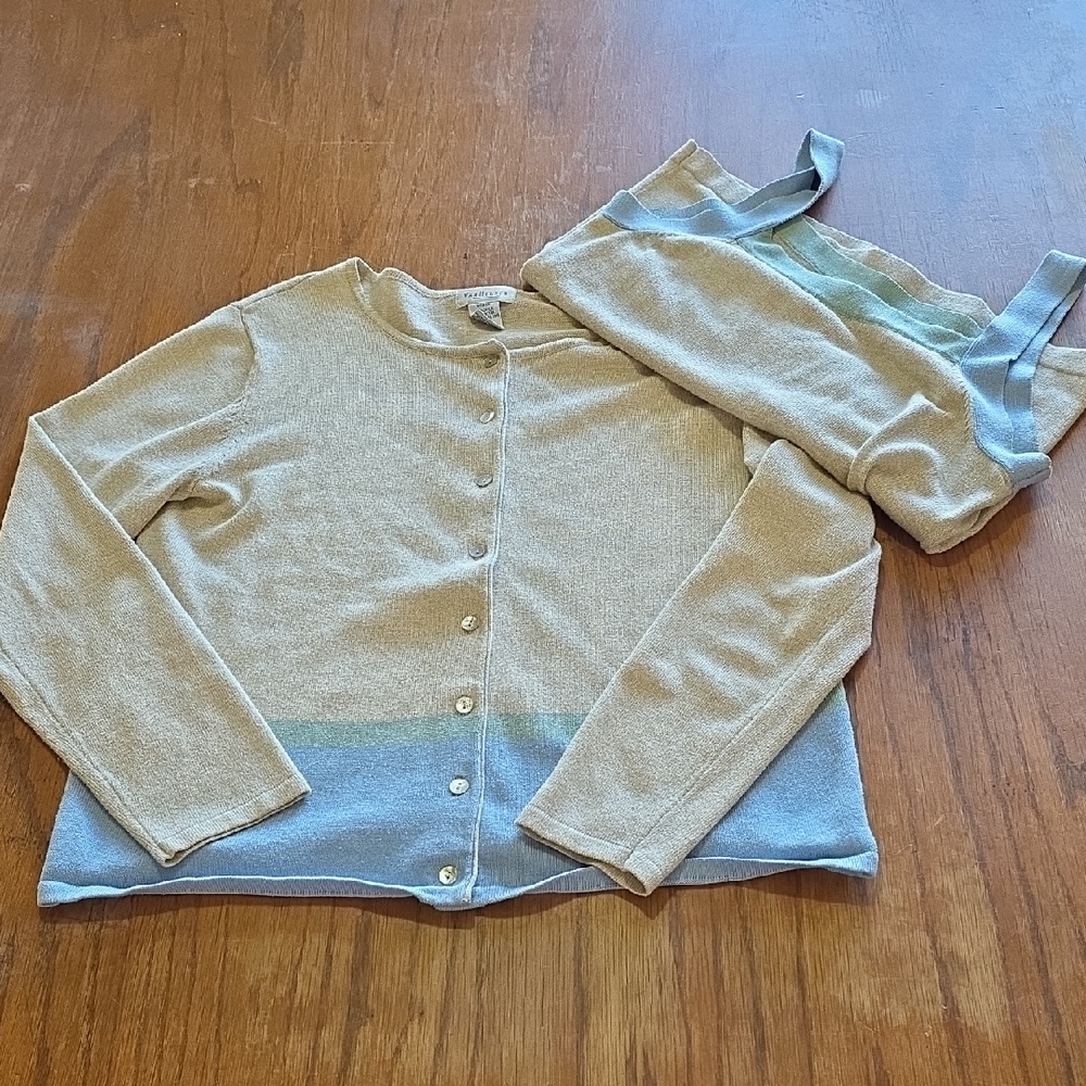 Van Heusen Beige and Light Blue Cardigan